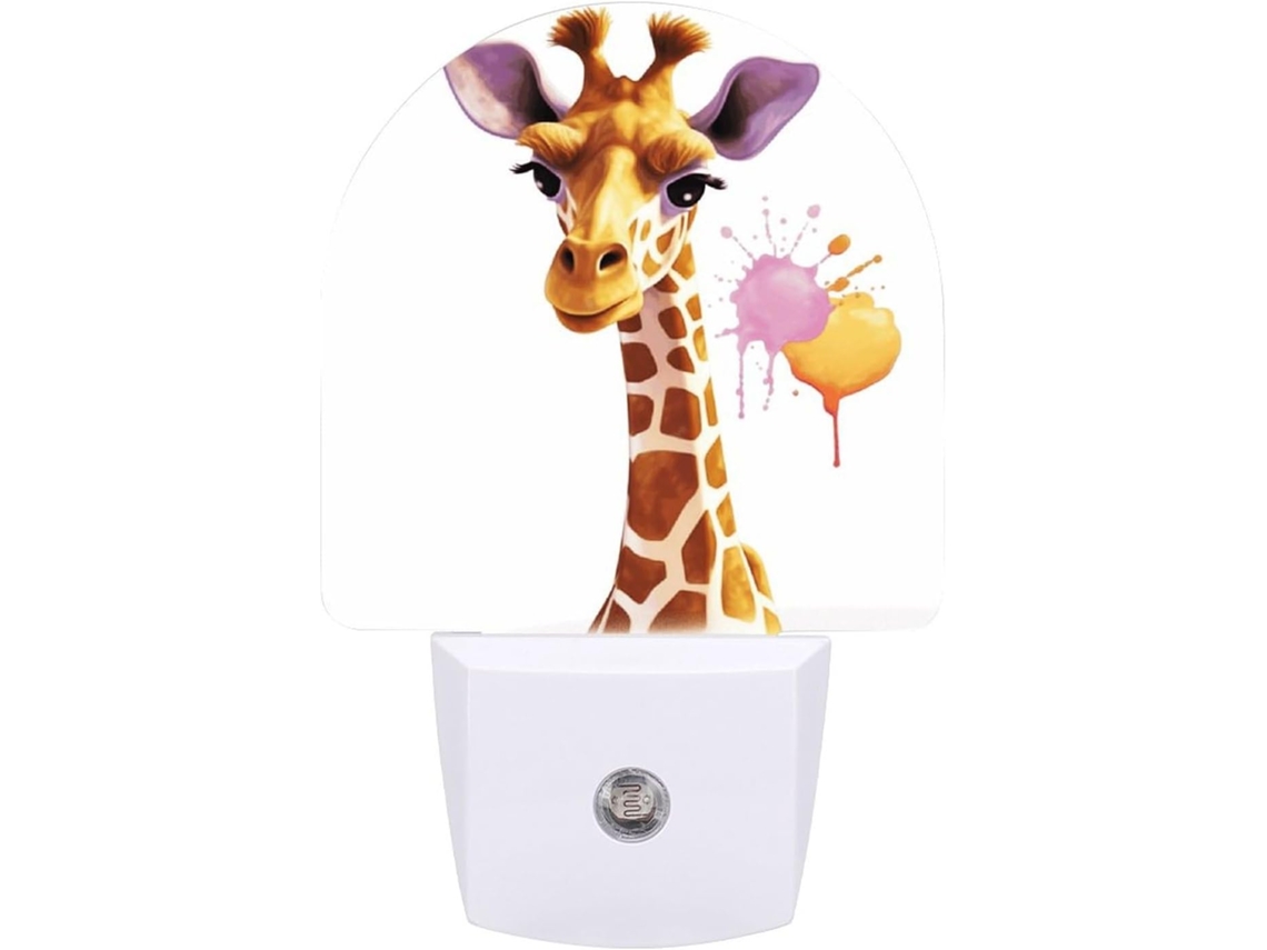 Luminária Noturna De Parede Com Plugue, Luminária Noturna De Led Com Estampa Girafa E Sensor, Luz Noturna Branca Quente