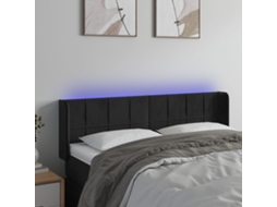 Vidaxl Cabeceira De Cama C/ Luzes Led Veludo 147x16x78/88 Cm Preto