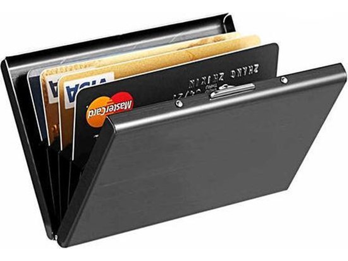 Porta Cartões Em Aço Inoxidável Porta Cartões De Crédito Estojo Metálico Em Aço Inoxidável Carteira Proteção Rfid Preto Oem