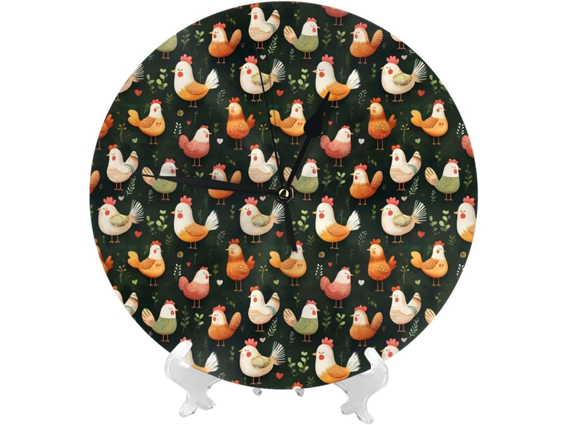 Relógio De Parede De 25cm 10 Polegadas A Pilha Com Um Design Fofo E Colorido De Galinha Moderno E Silencioso, Este