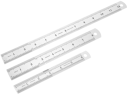 Régua de carpintaria Toyvian, conjunto de 3 peças, ferramenta de medição portátil, aço inoxidável espesso, escala dupla face com design em E.