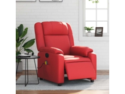 Poltrona massagens reclinável elétrica couro artif. vermelho