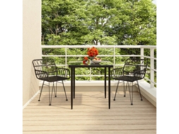 Conjunto De 3 Peças De Jantar Para Jardim Vime Pe Preto Dkd Home Decor