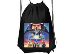 Mochila de Ginástica Infantil Preta, Confortável e Prática, com Estampa Clássica de Filme Top Gun, Incluindo Jatos de Combate BRILVIBERA