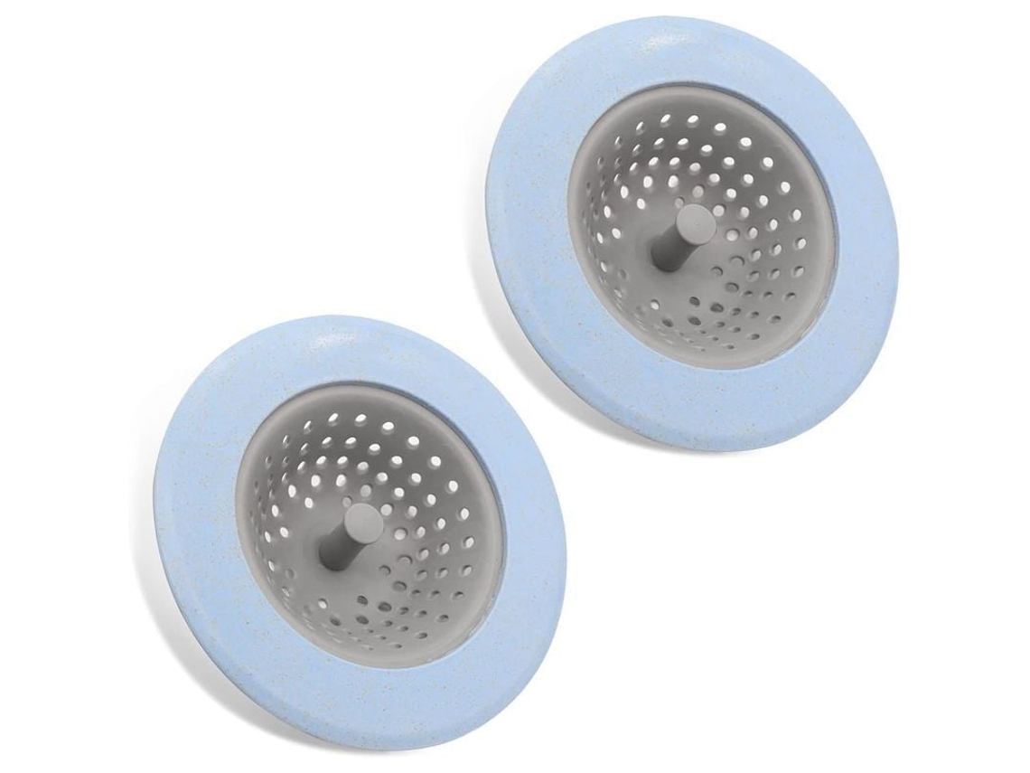 Colador de desagüe de silicone e plástico, 2 peças, azul, com tapón antiobstrução | S/MARCA