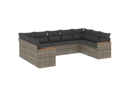 Conjunto de 9 Sofás para Jardim com Almofadas Vime Pe Cinza MAISON EXCLUSIVE (90x200 cm)