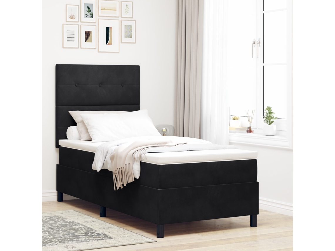 Sommier Com Colchão Lovely Home Veludo Preto (100x200cm)