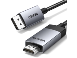Cabo Ugreen Displayport para Hdmi, 4k a 60hz, 2m Cinza AQUAFORGE