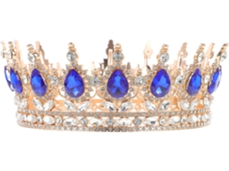 Coroa De Noiva Elegante Ciieeo Com Strass Dourado E Azul Para Penteados De Casamento E Eventos.