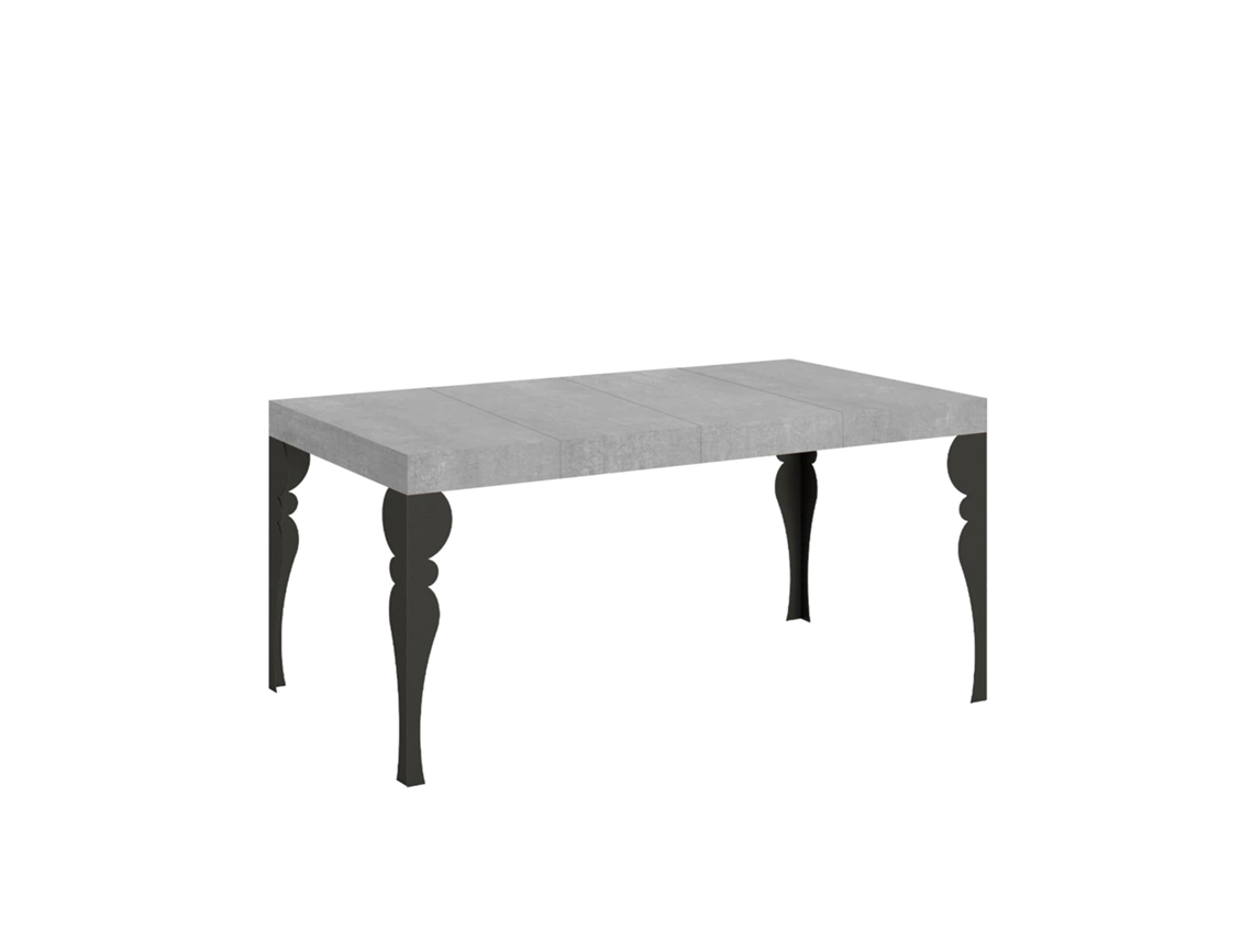 Mesa de Jantar Extensível 90X120/224 Cm Paxon Premium Cimento Quadro Antracite ITAMOBY