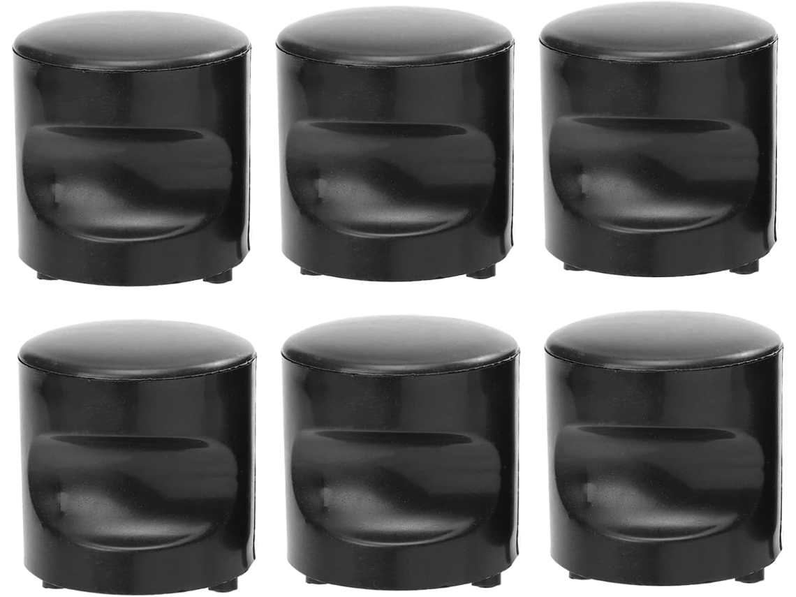 Conjunto De 6 Puxadores Cilíndricos Pretos Plástico Para Portas Correr