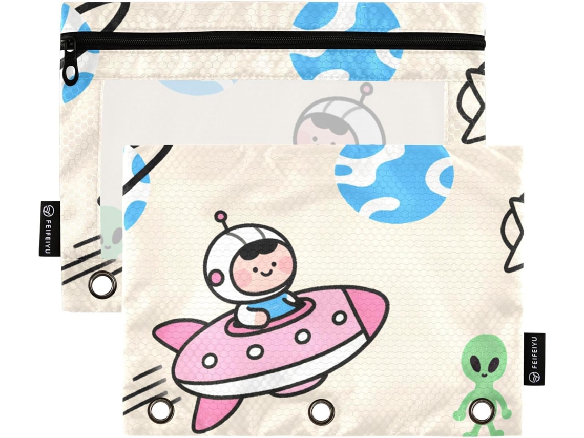 Pasta Organizadora Com Estampa De Estrela Desenho Animado, Janela Transparente, Estojo Grande Com Zíper, Janela