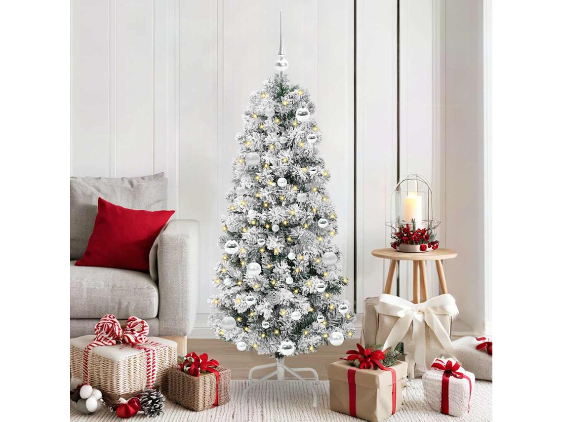 Vidaxl Árvore De Natal Articulada Artificial Verde E Branco 150 Cm