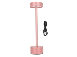 Rebe-lâmpada De Mesa Sem Fio Recarregável Led Com 3 Cores Reguláveis E Controle Táctil Para Lar, Quarto, Escritório Rosa Dourado