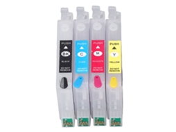 Conjunto de 4 cartuchos de tinta reutilizáveis BK CMY com chip permanente para impressora | S/BRAND