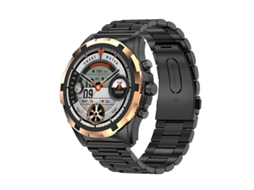 Smartwatch com chamadas Bluetooth, atualizações meteorológicas, controle de música, monitoramento de frequência cardíaca e vários modos.