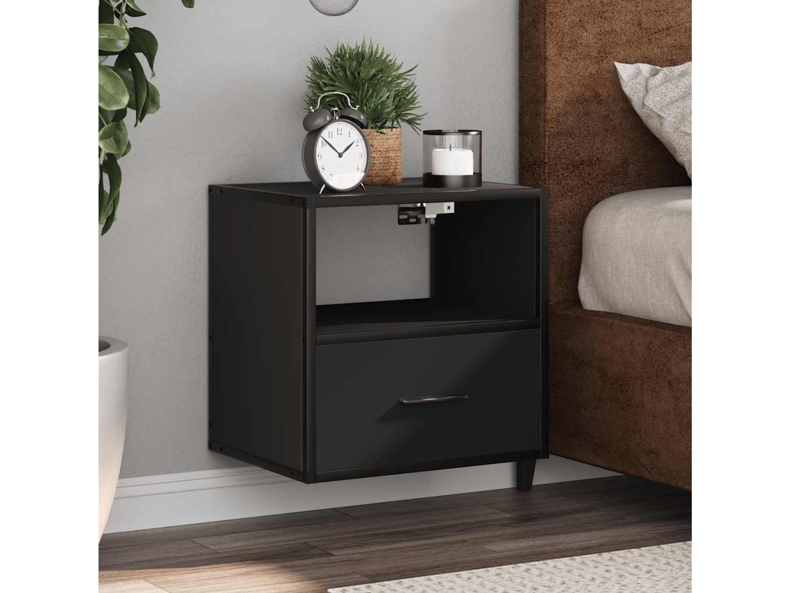 Vidaxl Mesa De Cabeceira De Parede 40x31x39,5 Cm Preto