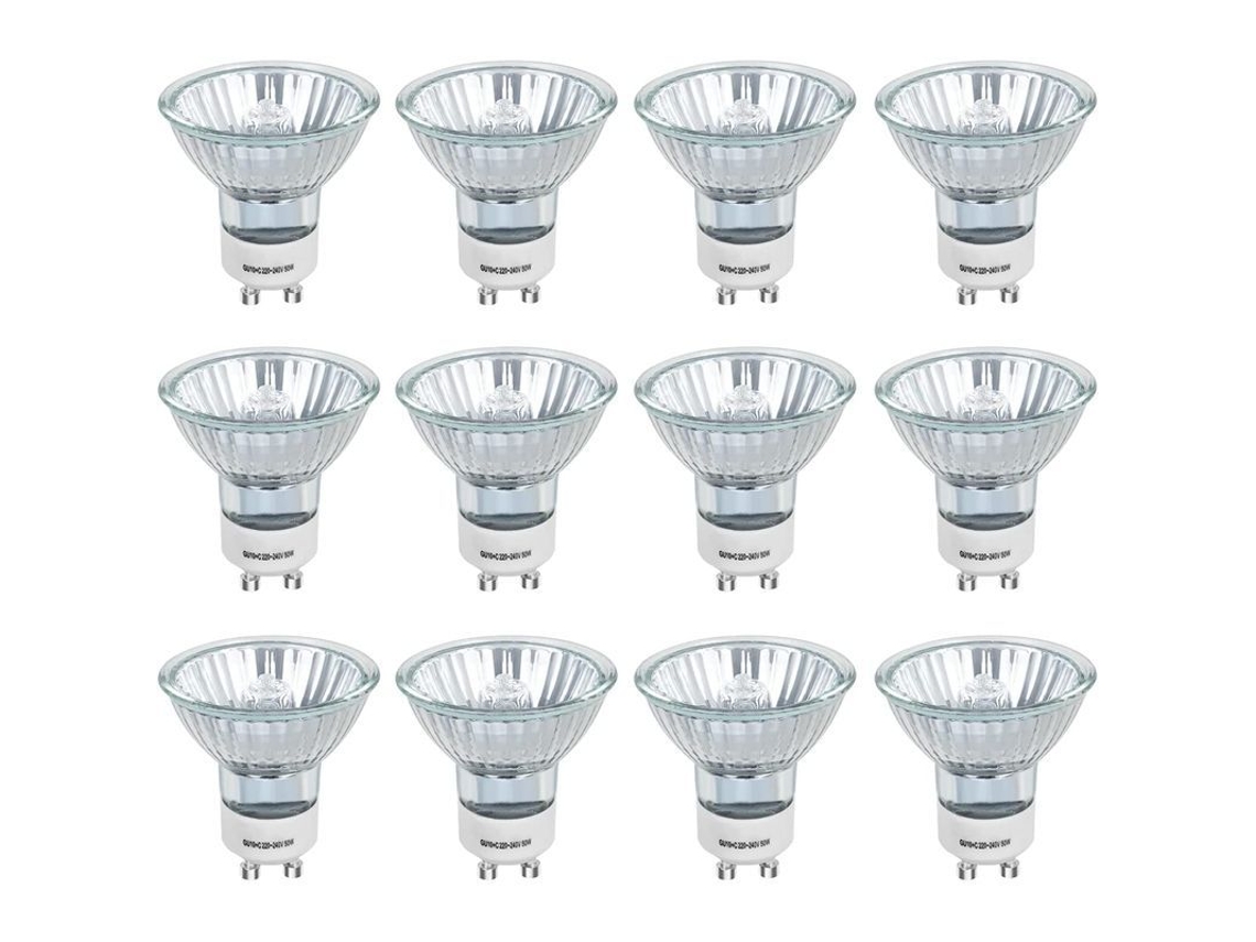 2026 lâmpadas Halógenas Gu10 50w 400lm Branco Quente 2800k Ajustável 12un para Iluminação Residencial e Comercial