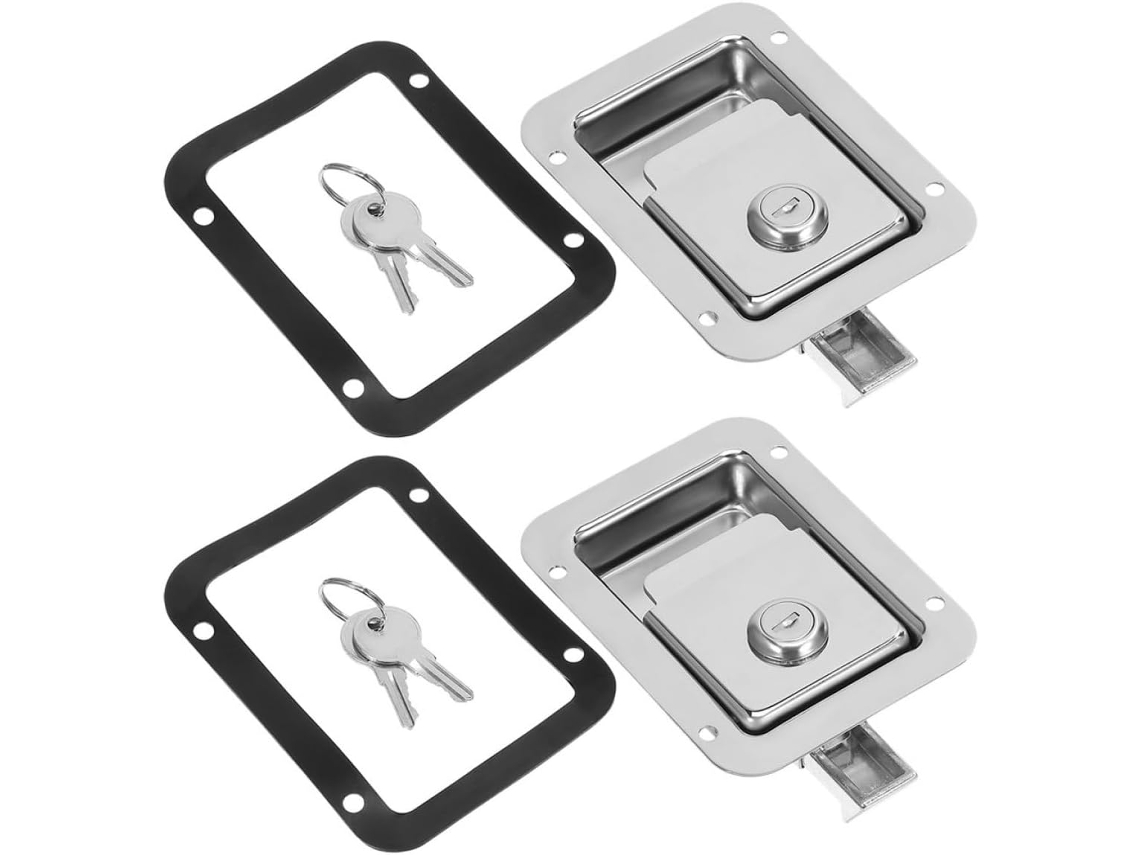 Conjunto De 2 Travas Aço Para Paletes,portas Reboque E Caixas Ferramentas Embutidas,uso Em...