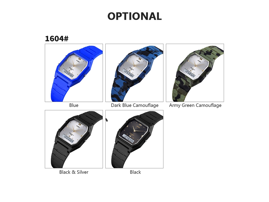 Relógio Digital Eletrônico Skmei 1604 Unisex 5atm Resistente À Água 3 Modos de Hora Presente