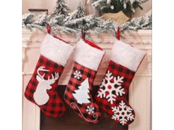 3 Meias De Natal Grandes De 19 Em Xadrez Vermelho E Preto Com Estampa De Búfalo Olysi Shop