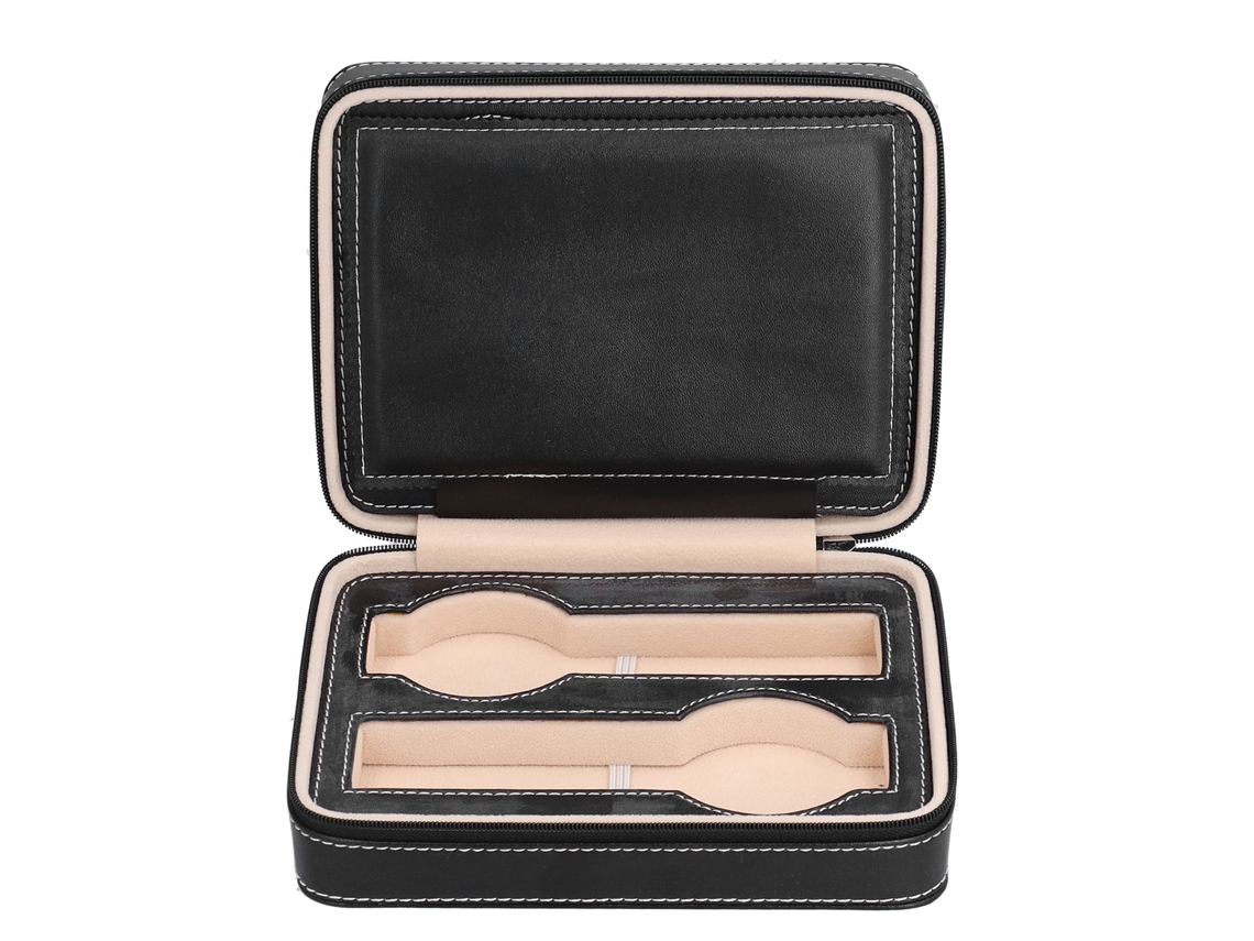 Caixa de relógio de microfibra com forro macio, design elegante de dupla face, resistente à abrasão, ideal para casa e viagens.