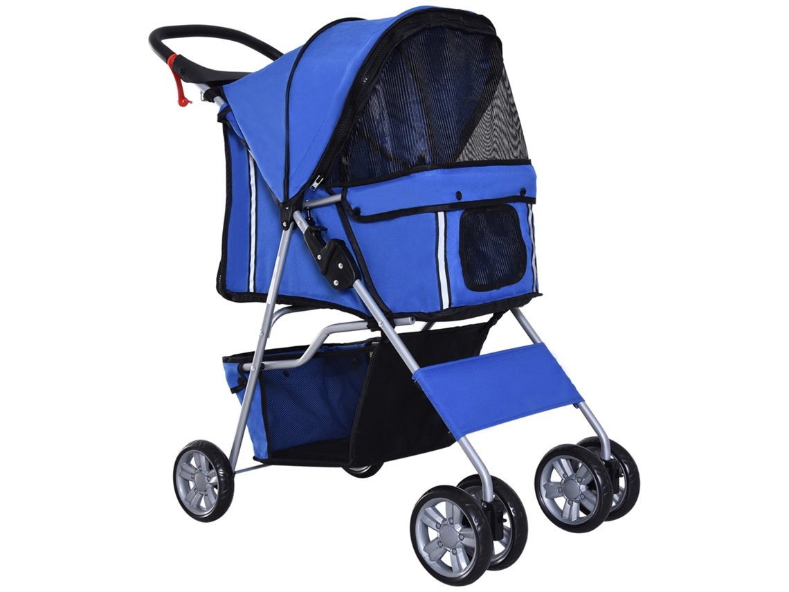 Carrinho de Cachorro Dobrável com Porta copos Azul sol azul. Ge