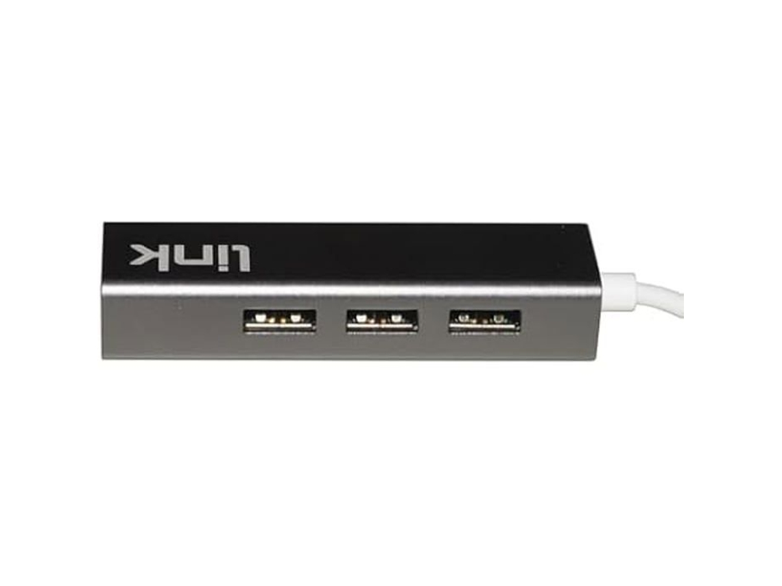 Hub USB-C com 4 Portas USB 3.0 Compacto Portátil Windows Mac LINK