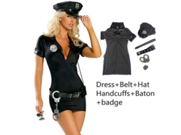 DISFRAZ de Polícia Fasst para Mulher, Preto, Halloween, Plus Size | S/MARCA