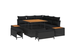 Conjunto 8 Conjunto De Sofá De Jardim Vidaxl Preto Vime Pe (100 X 100 X 71 Cm)