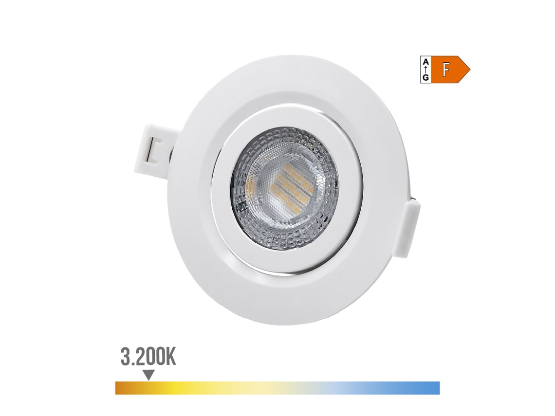Downlight Led Empotrar 9W 806Lm Ra80 3200K Redondo Color Blanco Ø9Cm EDM