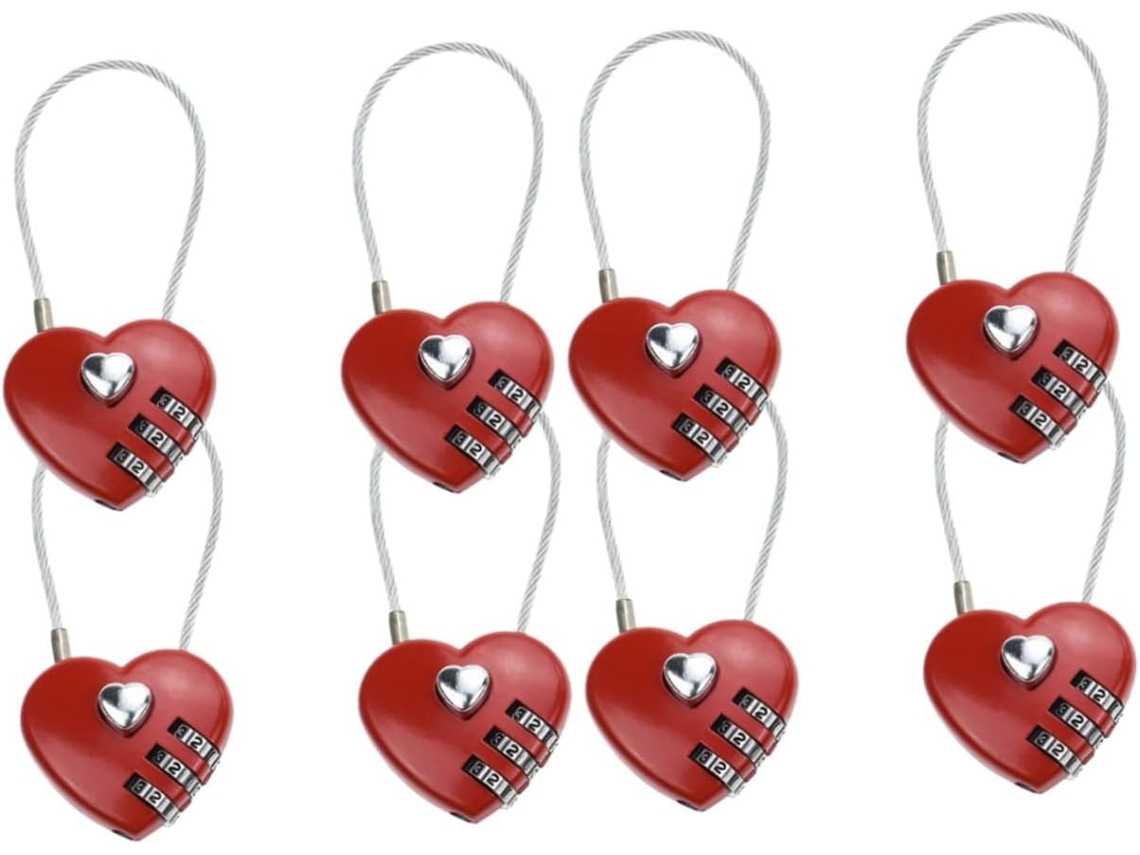 Conjunto Hemobllo Com 2 Cadeados Para Bagagem Em Liga De Zinco Design Coração, Fáceis De Usar, Personalizáveis, 4 Peças