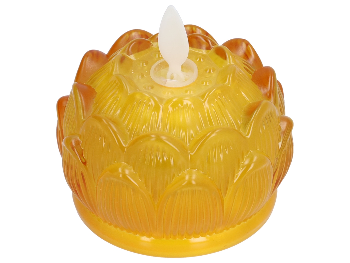 Baok-lâmpada Flor Led Imitation Vidro Luz Amarela Vela Elétrica Flor De Lótus Decoração Residencial Escritório
