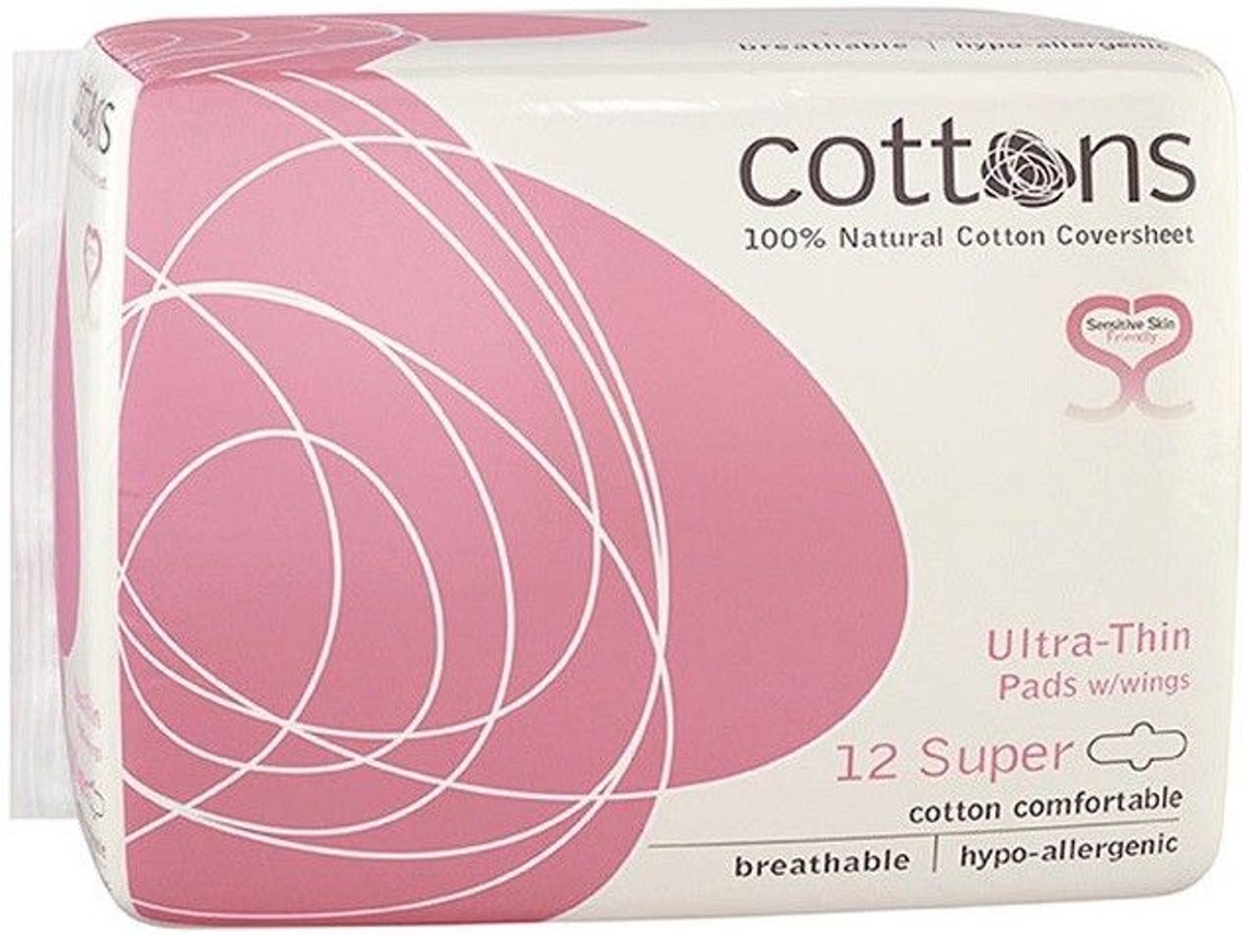 Compressa Super Ultrafina C/Asas 100% Algodão 12 Unidades ALGODÃO ORGÂNICO