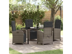 Vidaxl Conjunto de Jantar para Jardim 5 Pcs Cinzeto Vime Pe