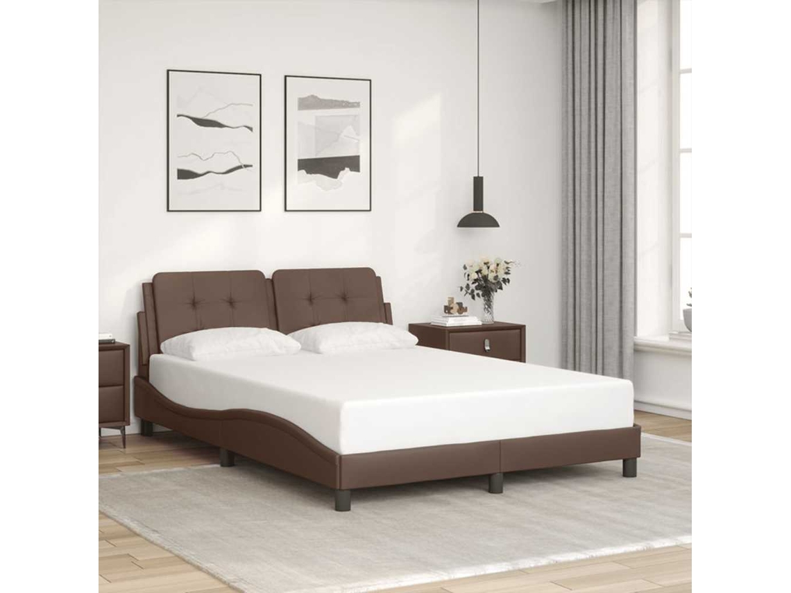 Vidaxl Estrutura De Cama Sem Colchão Zadar 120x200cm Couro Artificial Castanho