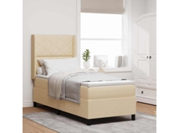 Vidaxl Cama Box Spring Led Com Cabeceira Creme 90 X 190 Cm Tecido