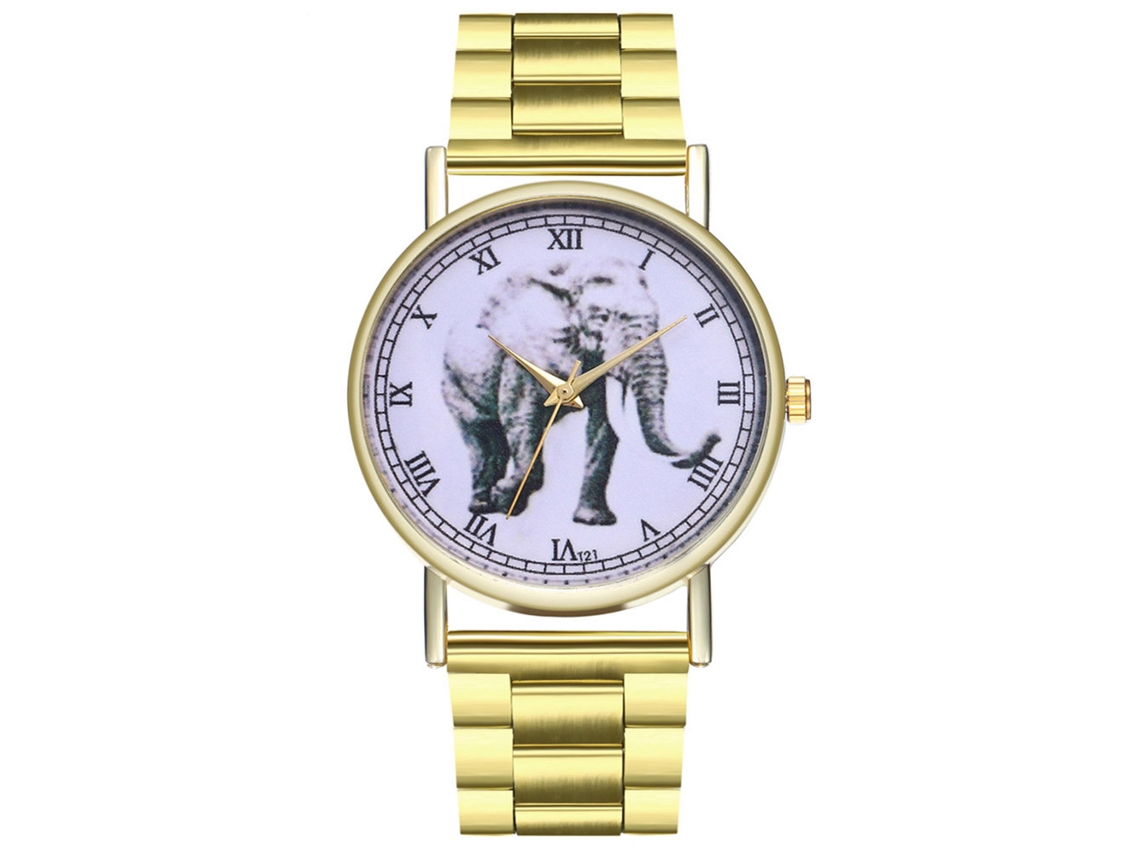 Reloj De Pareja Zhoulianfa Vintage Patrón De Elefante Acero Inoxidable Cuarzo