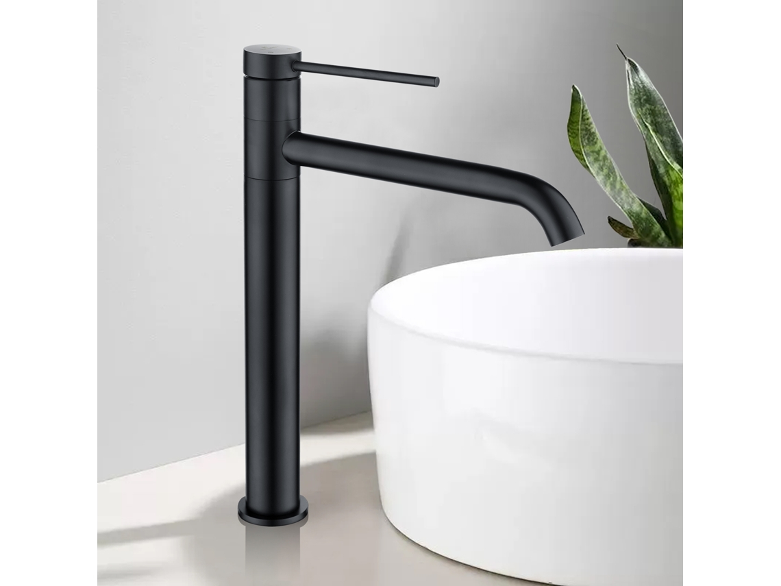 Torneira Misturadora Preta Para Lavatório, Torneira Alta Para Lavatório De Casa De Banho, Bocal Giratório 360° Em Aço Inoxidável Ss304