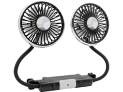 Ventilador Veicular Hd Com Duas Portas Usb, 3 Velocidades E Rotação De 360° Para Resfriamento Traseiro, Preto