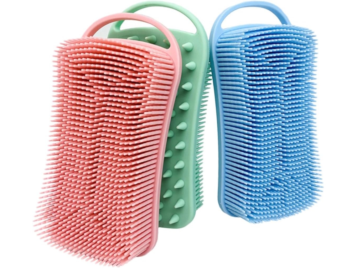 Conjunto Mikikit Com 3 Escovas De Banho Quadradas Silicone, 90g, Dupla Face Esfoliante E Macia, Para Mulheres E Homens