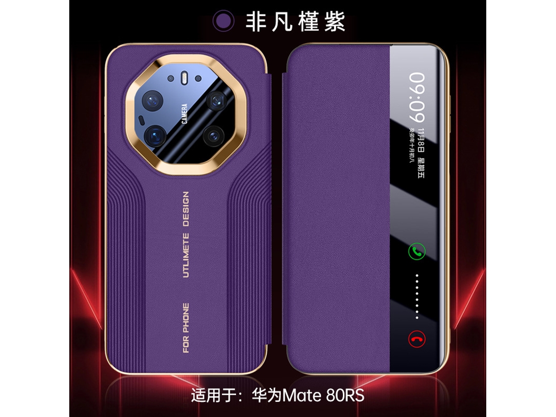 Capa Flip Magnética (huawei Mate80rs Master Roxo) - Textura Em Relevo Aerodinâmica