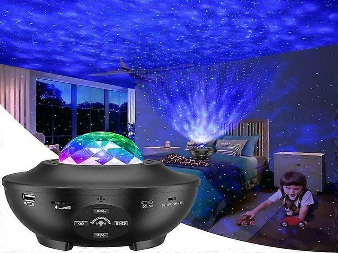 Lurelia Projetor Galáxia Com Bluetooth Coluna, Controle Remoto, Usb, Led, Céu Estrelado, Som Integrado Branco Versão 7