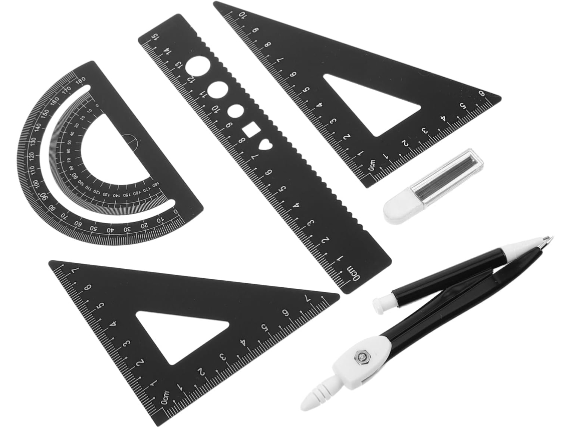 Conjunto De Escala Triangular Para Desenho E Medição Com Transferidor