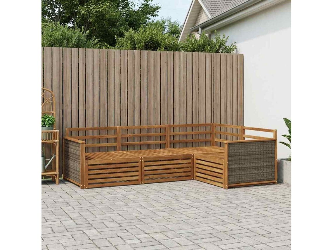 Vidaxl Conjunto De Sofás Para Exterior 4 Unid. Natural