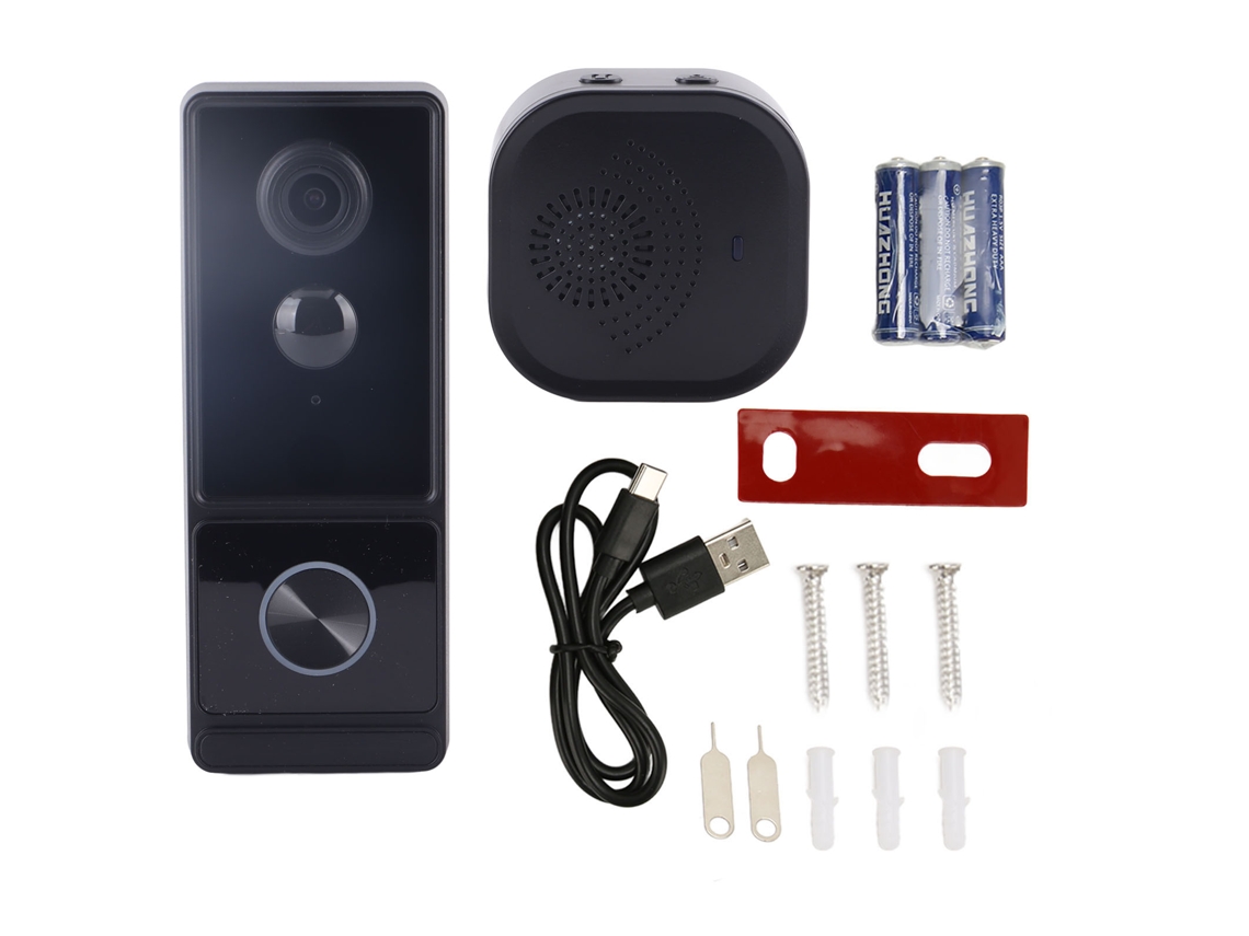 Campainha De Vídeo Inteligente 1080p Sem Fio Áudio Bidirecional Detecção Pir Visão Escura Monitoramento Remoto Residencial Slowmoose