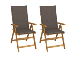 Reclining Folding Chair, Reclining Folding Chairs Vidaxl Cinzento-acastanhado Madeira (120 X 50 X 3 Cm)