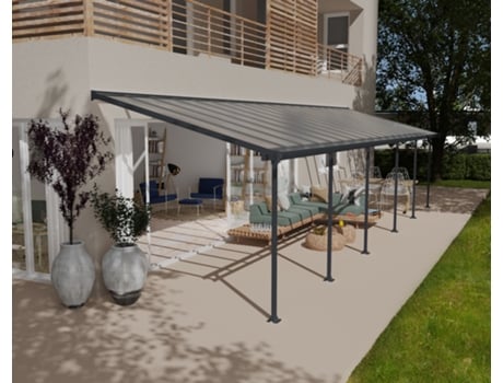 Feria Pérgola Cobertura para Terraço de Aluminio 3X10.35 M Cinza CANOPIA