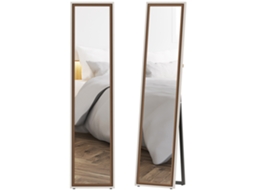 Espelho Pé 157x37 Cm Corpo Inteiro Moldura Bicolor Inclinado Ou Suspenso Madeira
