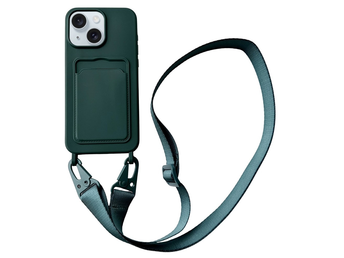 Correia Casa Para Iphone 15 Plus Silicone Com Porta-cartões Verde